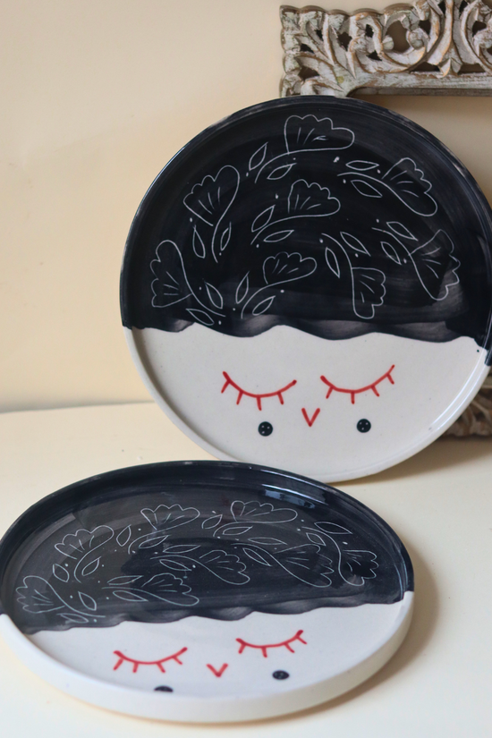 Two black & white platter 