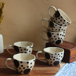 Big Black Polka Mug - Set of 6 handmade in india