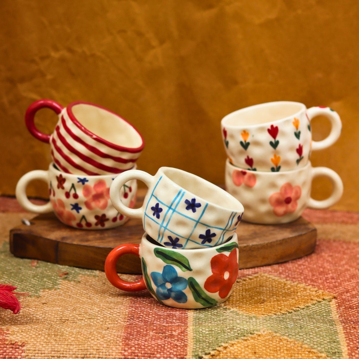 Handmade Set of 6 Spring Sips Mugs (for the price of 5)