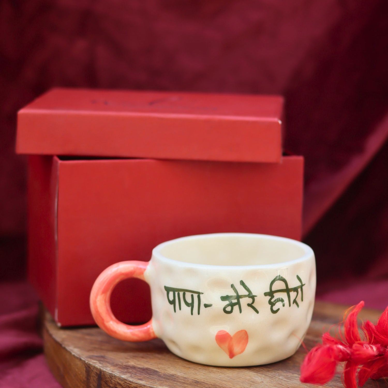 handmade PAPA Mere Hero mug in a Gift Box
