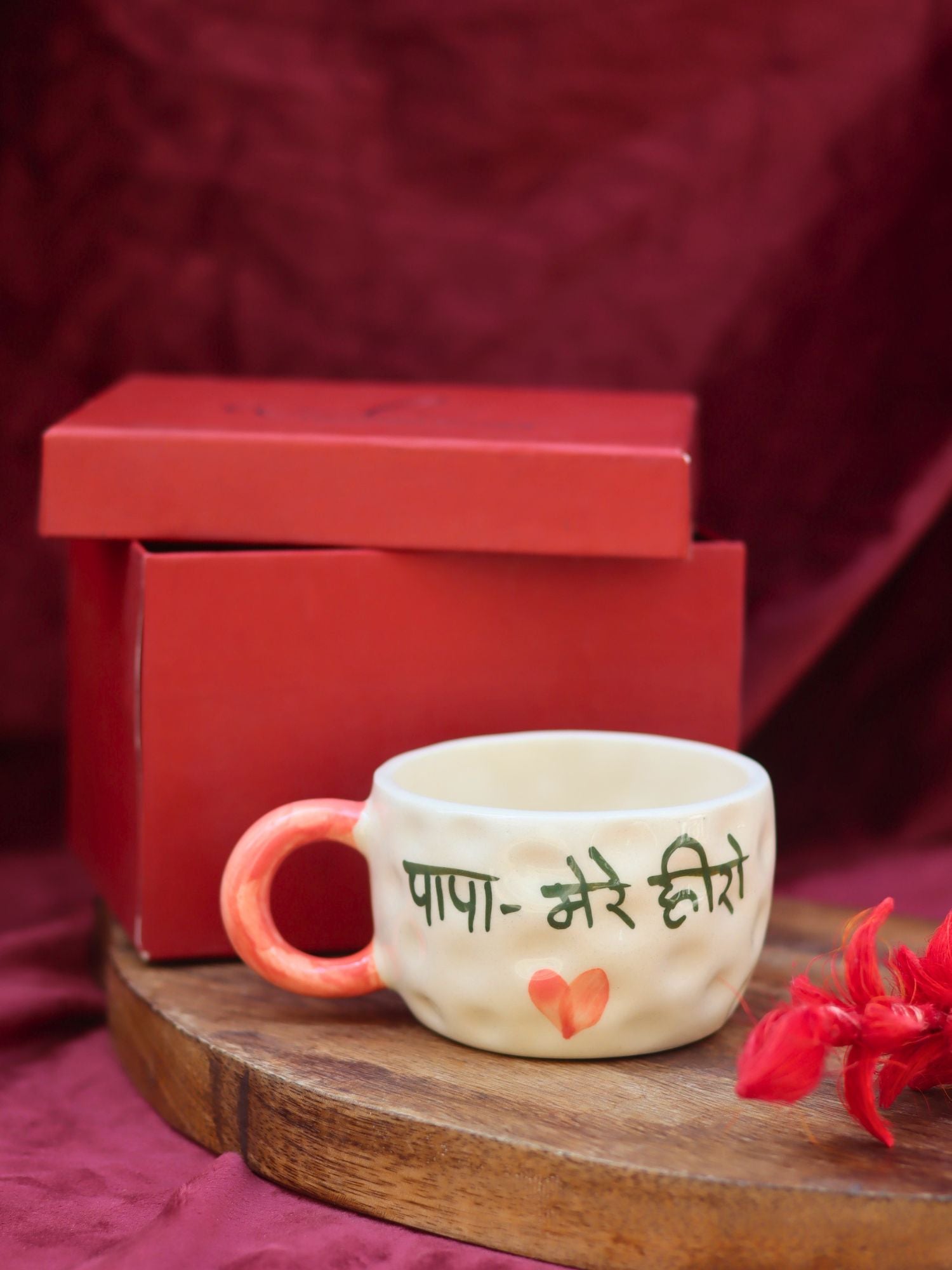 handmade PAPA Mere Hero mug in a Gift Box