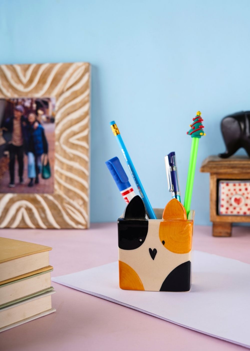 cute kitty desk planter made by ceramic 