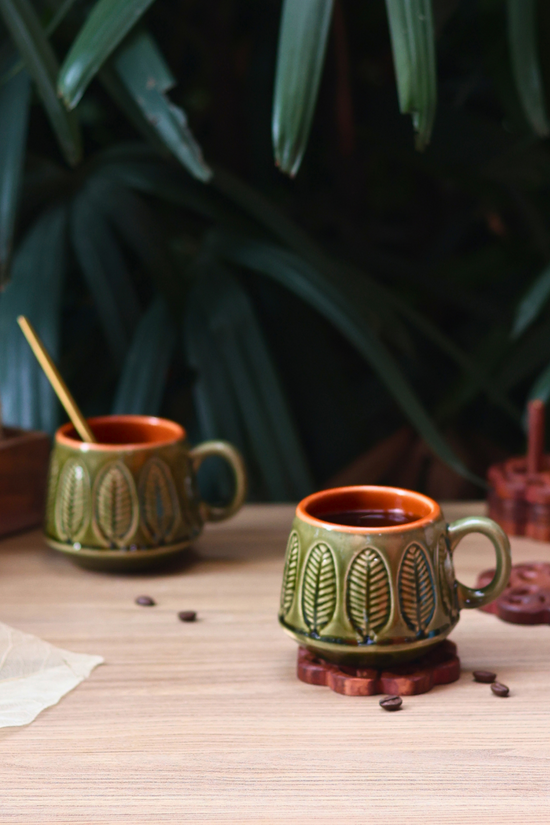 Green serene leaf coffee mug 