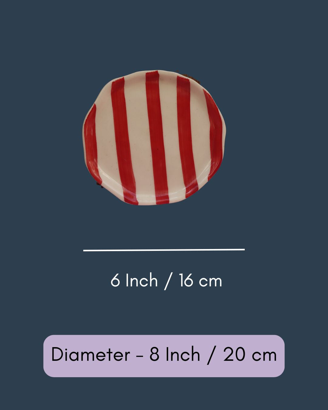 Red Striped Dessert Plate