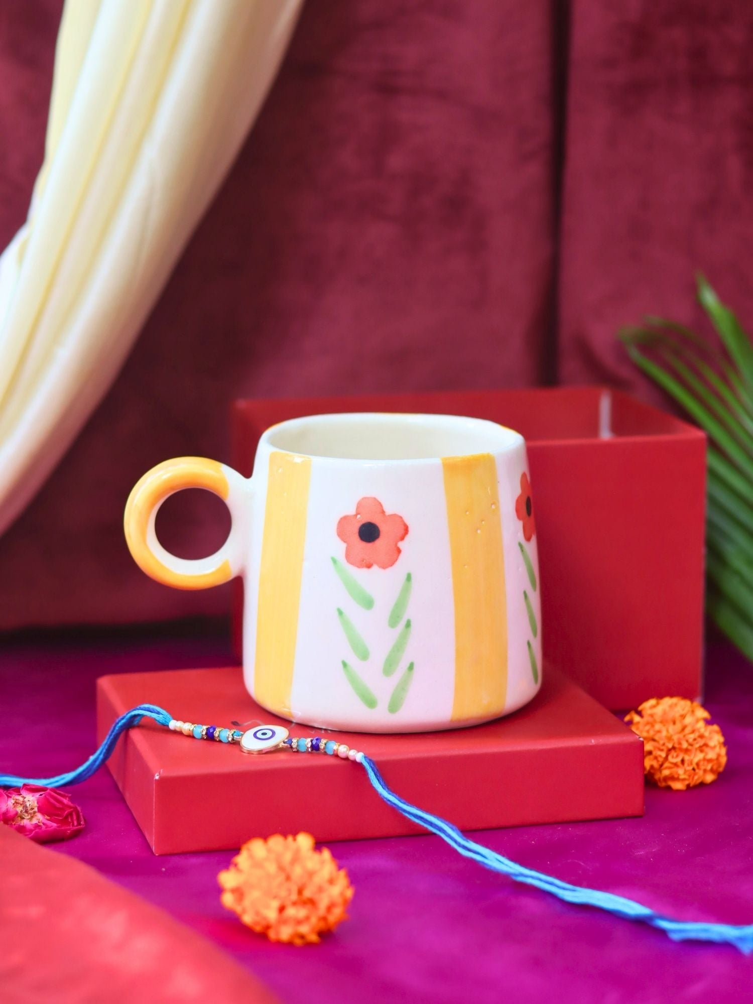 Yellow Blossom Mug Rakhi Gift box with premium quality material