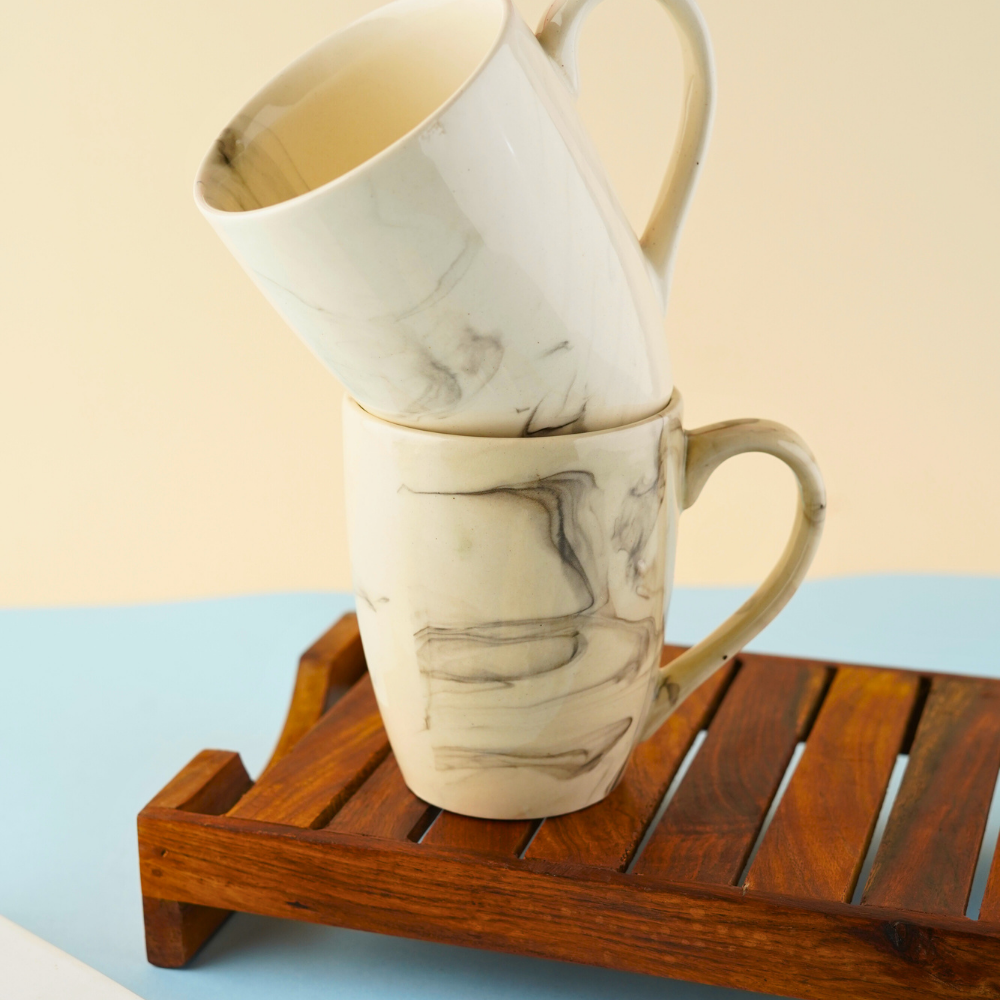 handmade black marble coffee mug with marble design