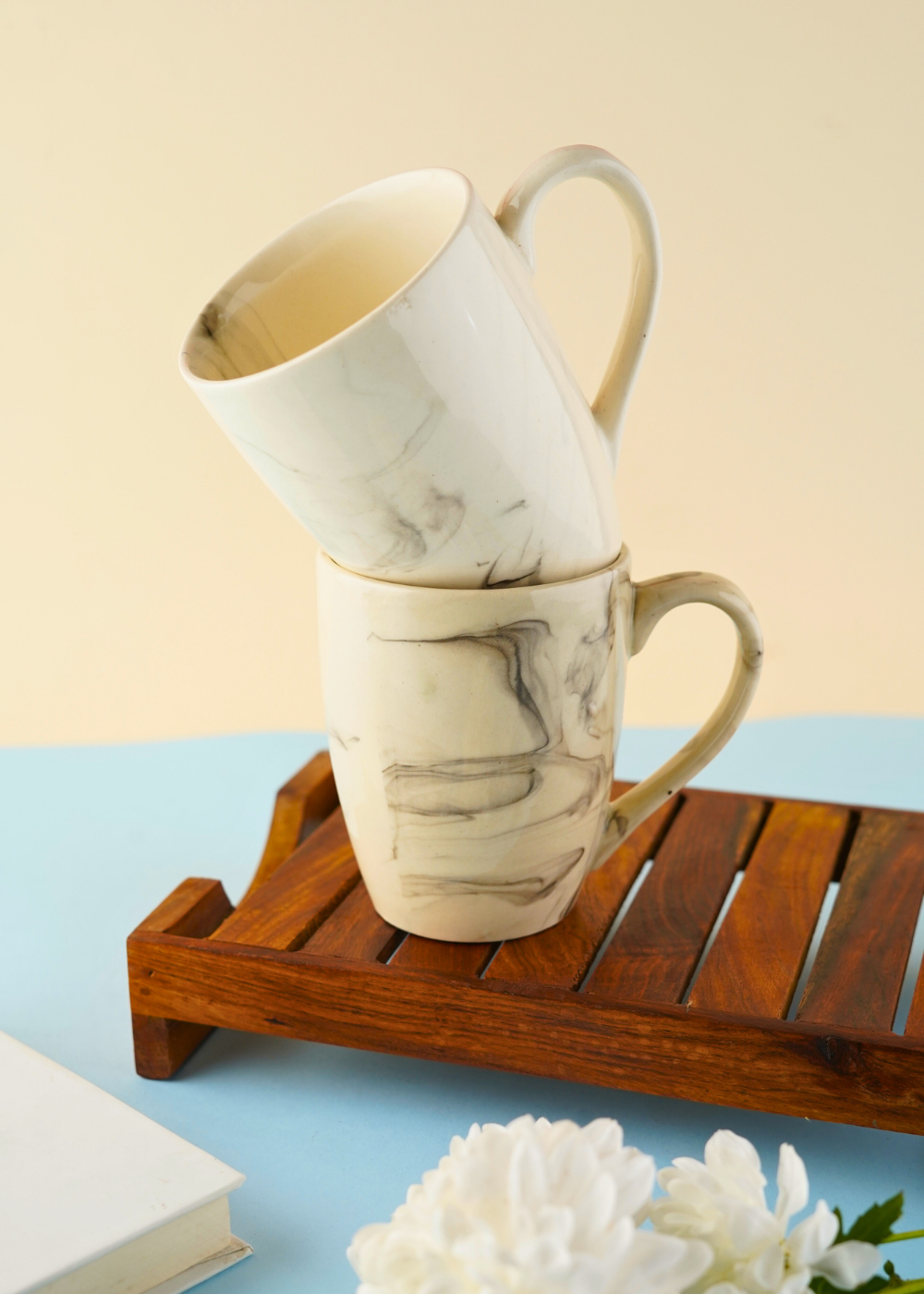 handmade black marble coffee mug with marble design