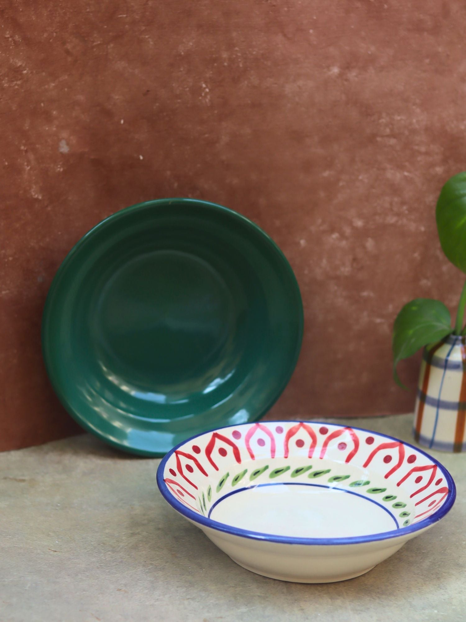 Sea Green & Indie Pasta plate - Set of 2