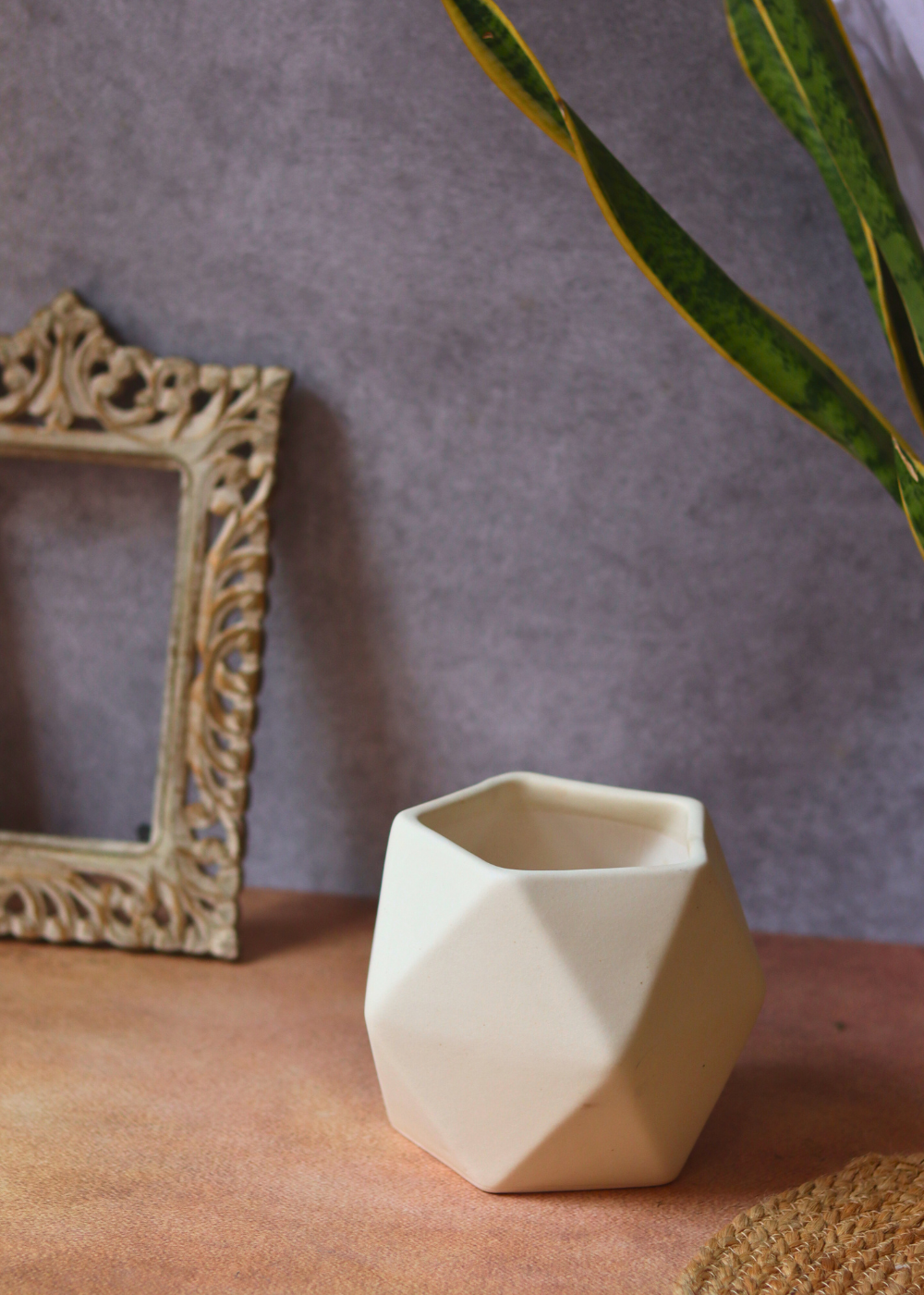 White handmade garden planter ceramic 
