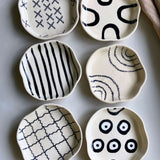 handmade Set of 6 Black & White Dessert Plate (for the price of 5)