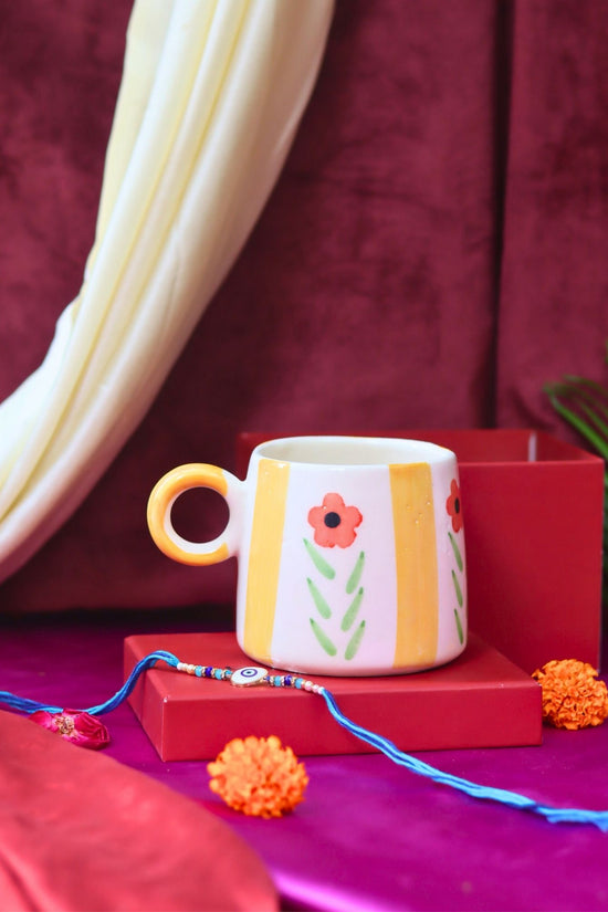 Yellow Blossom Mug Rakhi Gift box handmade in india