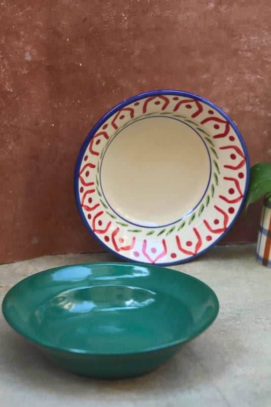 Sea Green & Indie Pasta plate - Set of 2