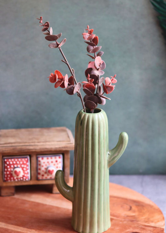 Green Cactus Vase handmade In india 