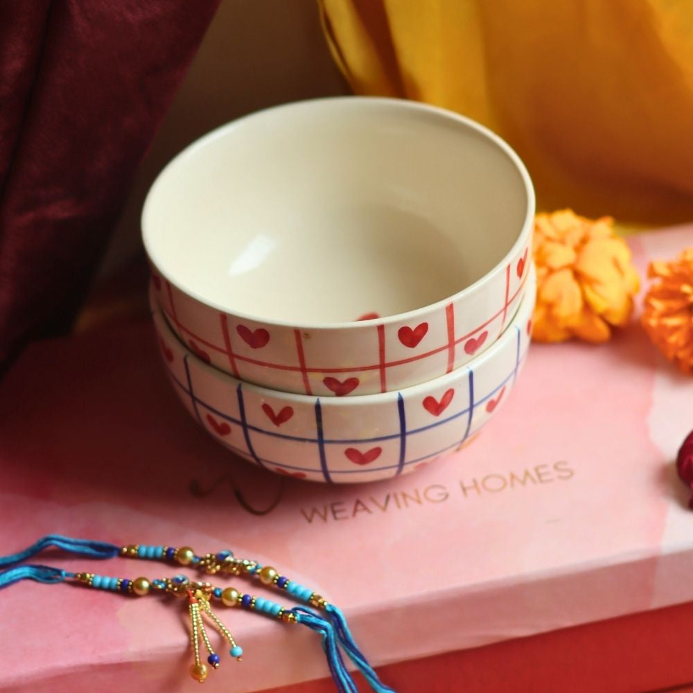 Heart Bowls Rakhi Gift Box made by ceramic