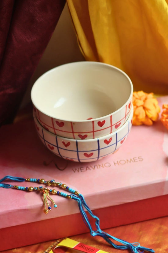 Heart Bowls Rakhi Gift Box made by ceramic
