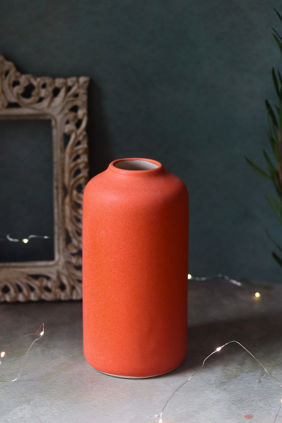 Handmade ceramic orange flower pot  