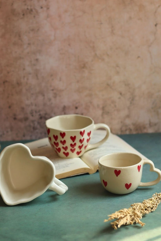 Set of 3 - Heartblush Mugs handmade in india
