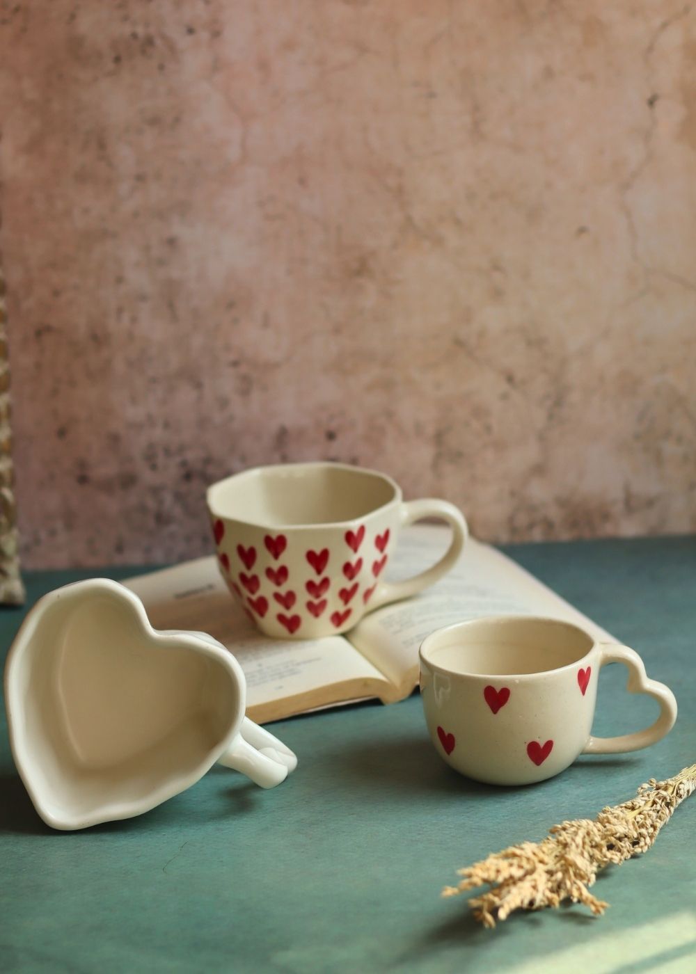 Set of 3 - Heartblush Mugs handmade in india