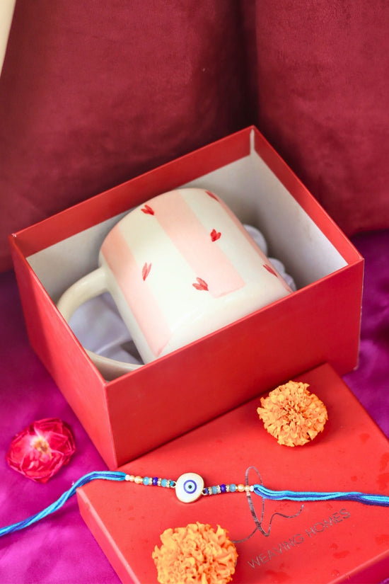 handmade Striped Love Mug Rakhi Gift Box
