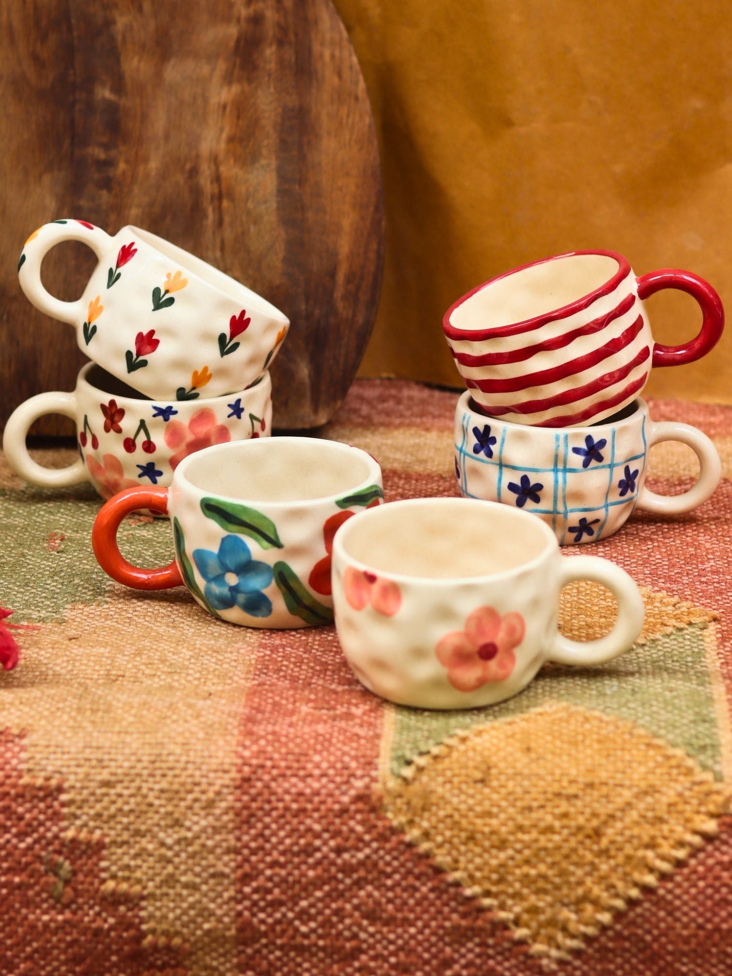 Set of 6 Spring Sips Mugs (for the price of 5) handmade in India