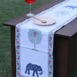 Palm & ele block printed table runner