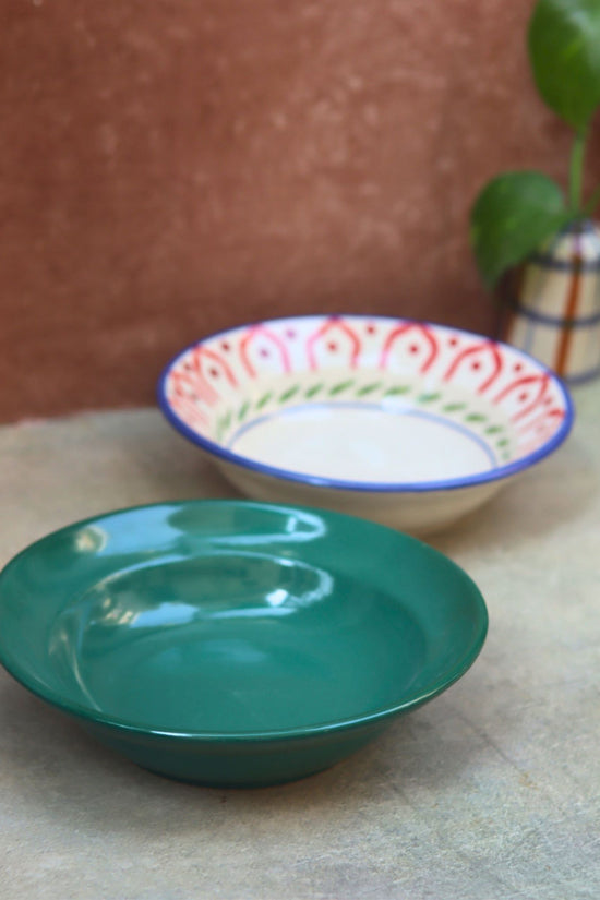 Sea Green & Indie Pasta plate - Set of 2