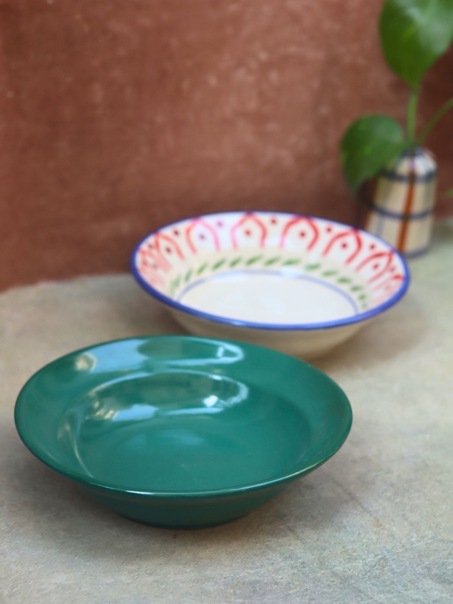 Sea Green & Indie Pasta plate - Set of 2