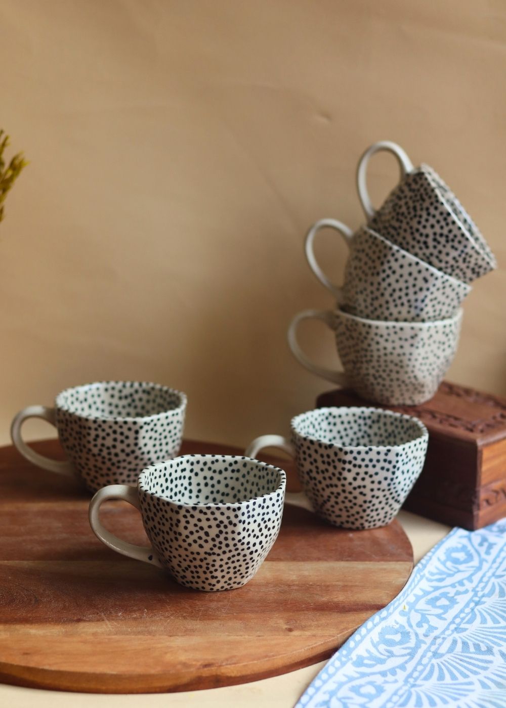 Black Polka Mug - Set of 6 made by ceramic
