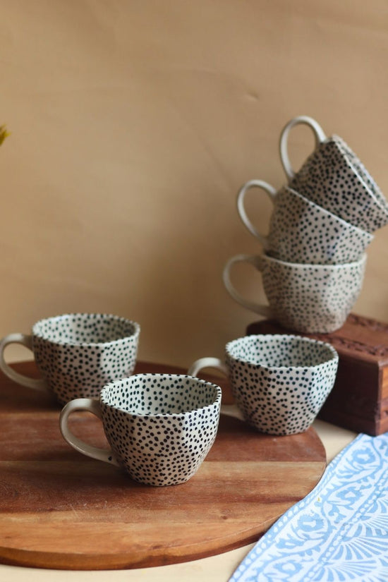 Black Polka Mug - Set of 6 made by ceramic
