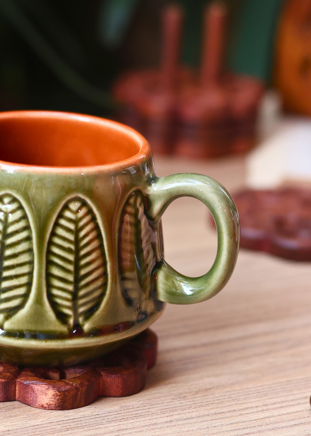 Green serene handmade coffee mug