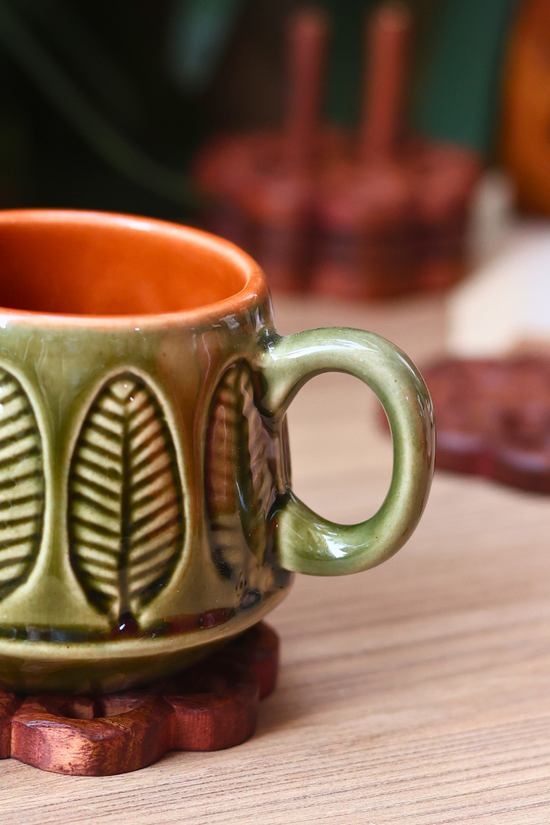 Green serene handmade coffee mug