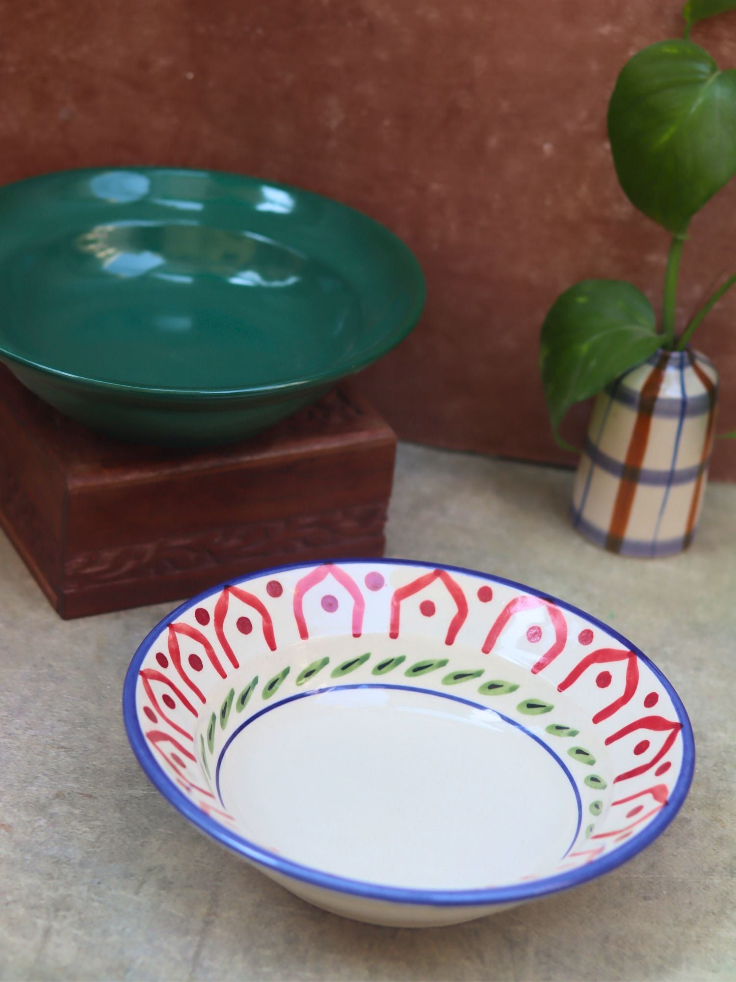 Sea Green & Indie Pasta plate - Set of 2