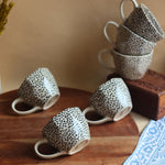 Black Polka Mug - Set of 6 handmade in india