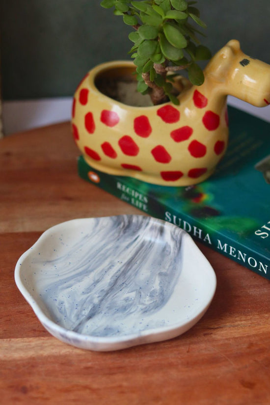 black marble handmade dessert plate 