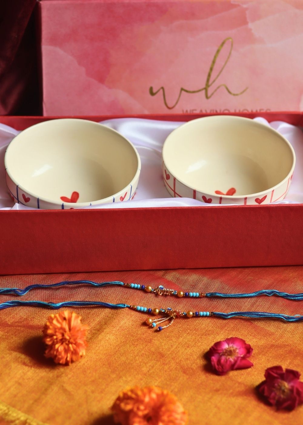 Heart Bowls Rakhi Gift Box with premium quality material