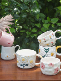 Handmade Set of 6 Blooming Mugs (for the price of 5)