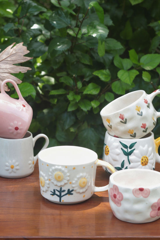 Handmade Set of 6 Blooming Mugs (for the price of 5)