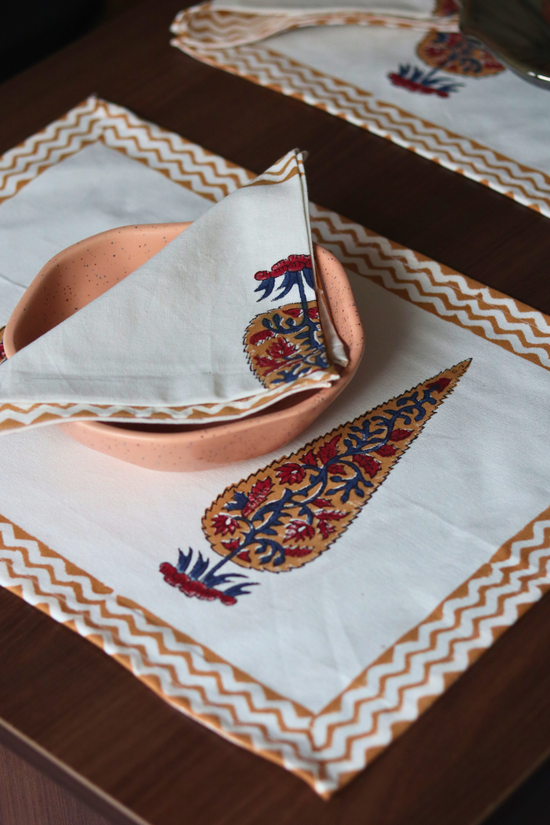 Yellow Ochre Table Mat & Napkin