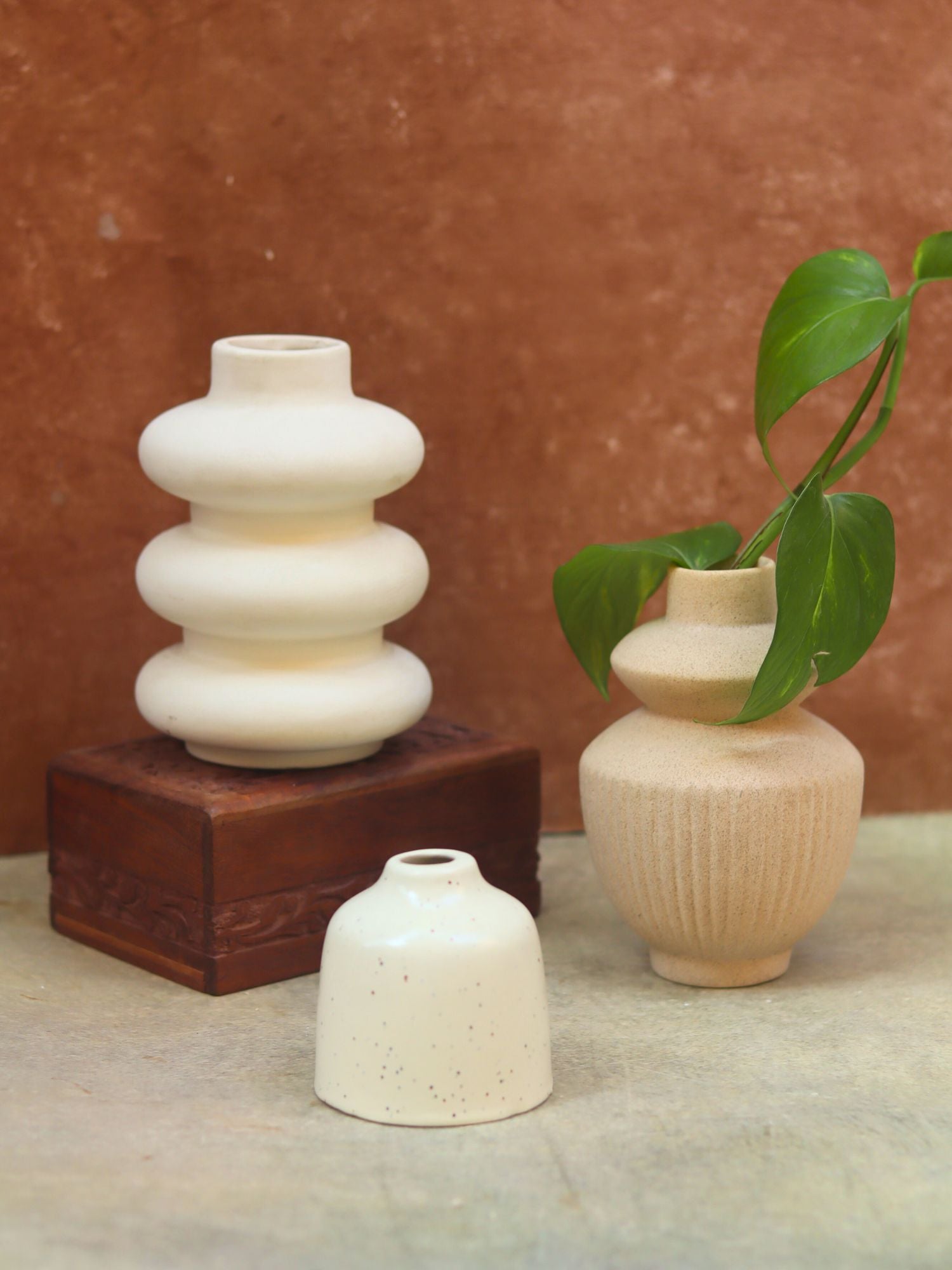 Set of three - Cream Vases
