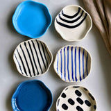 Handmade Set of 6 Blue & White Dessert Plate (for the price of 5)