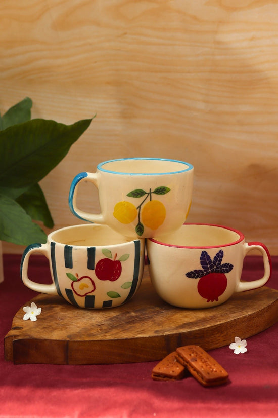 Handmade lead free Set of 3 - Fruity Delight Mugs Combo