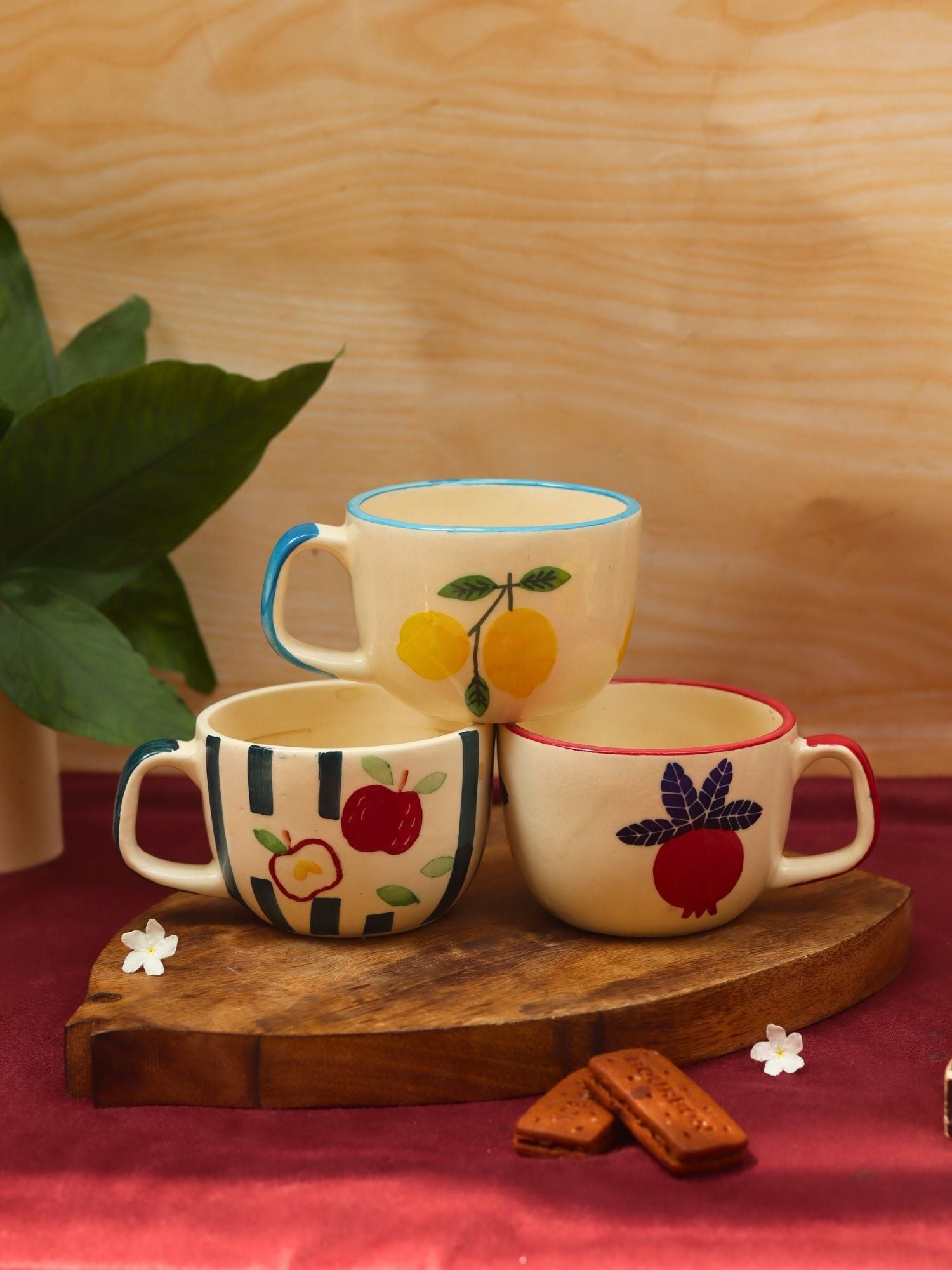 Handmade lead free Set of 3 - Fruity Delight Mugs Combo