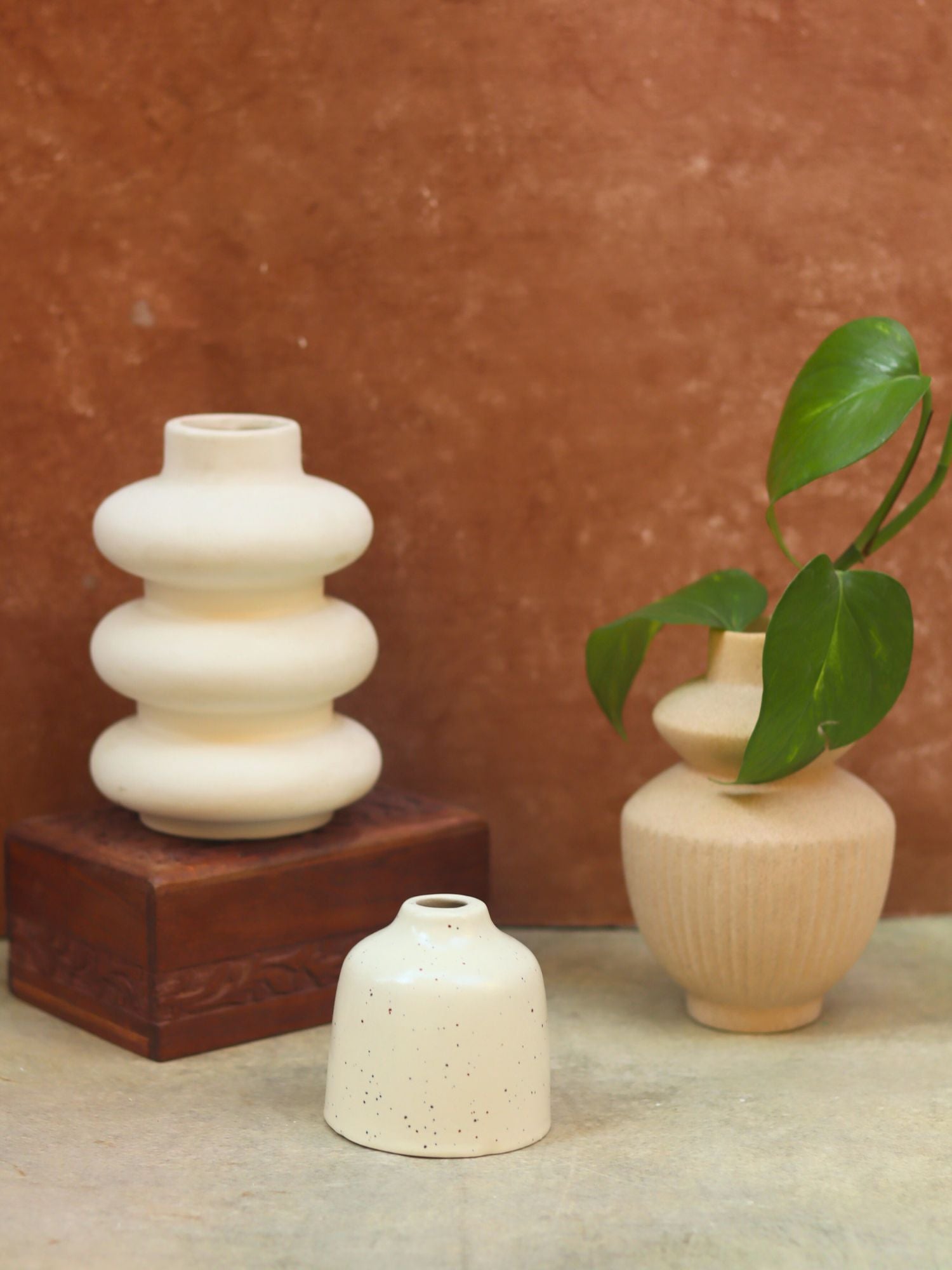 Set of three - Cream Vases