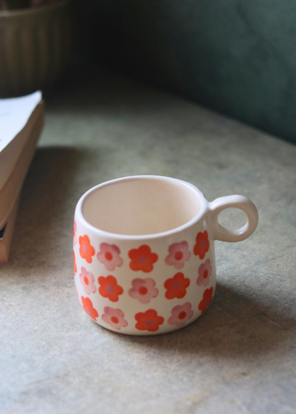 Ceramic white & orange coffee mug 