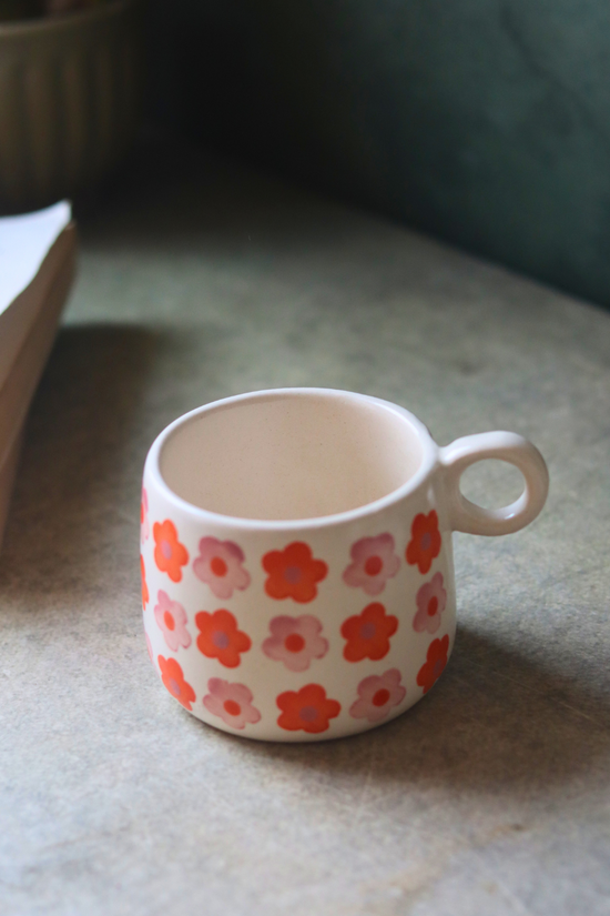 Ceramic white & orange coffee mug 
