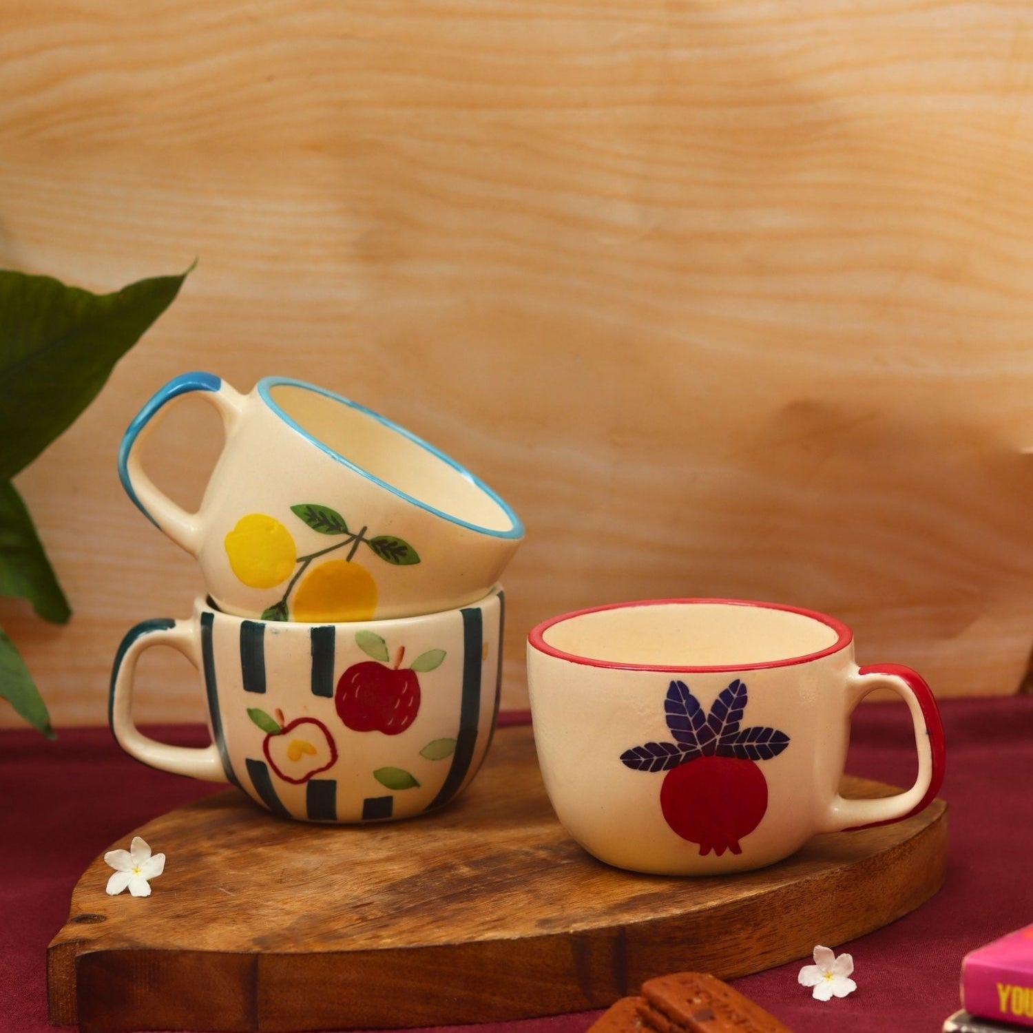 Set of 3 - Fruity Delight Mugs Combo made by ceramic