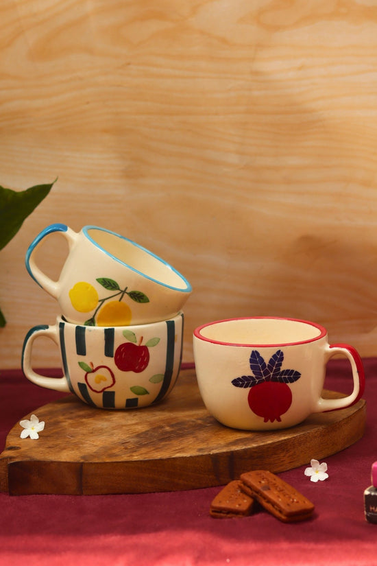 Set of 3 - Fruity Delight Mugs Combo made by ceramic