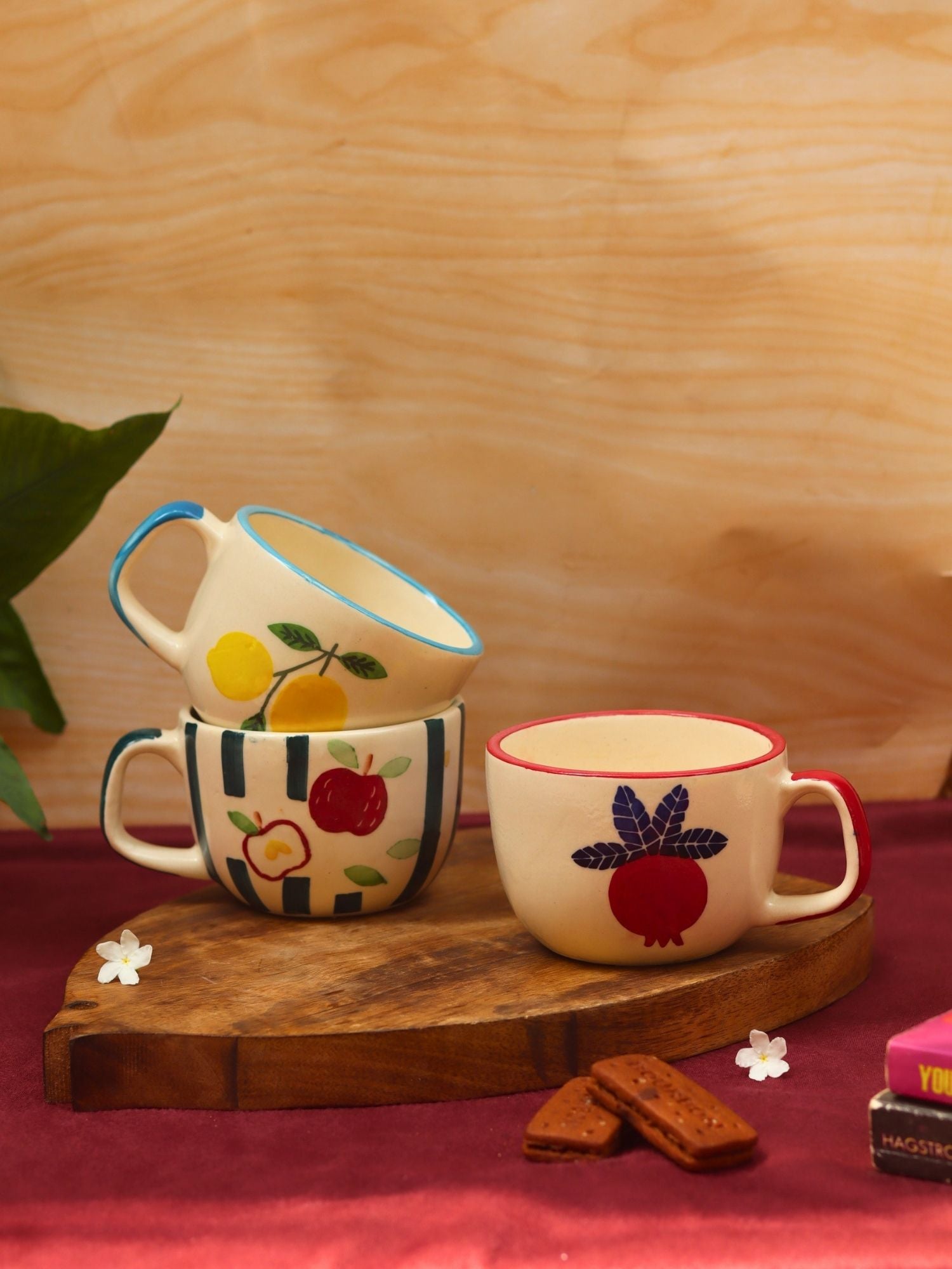 Set of 3 - Fruity Delight Mugs Combo made by ceramic