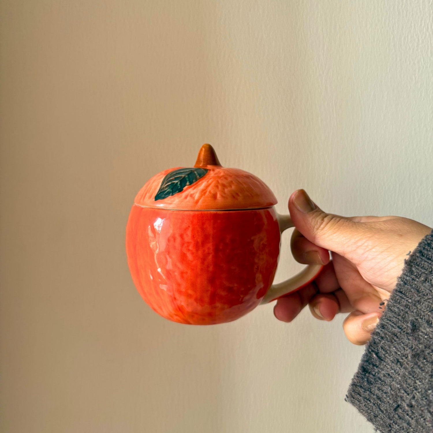 Handmade Orange mug with lid