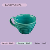 handmade sky blue twirl  mug with measurement 